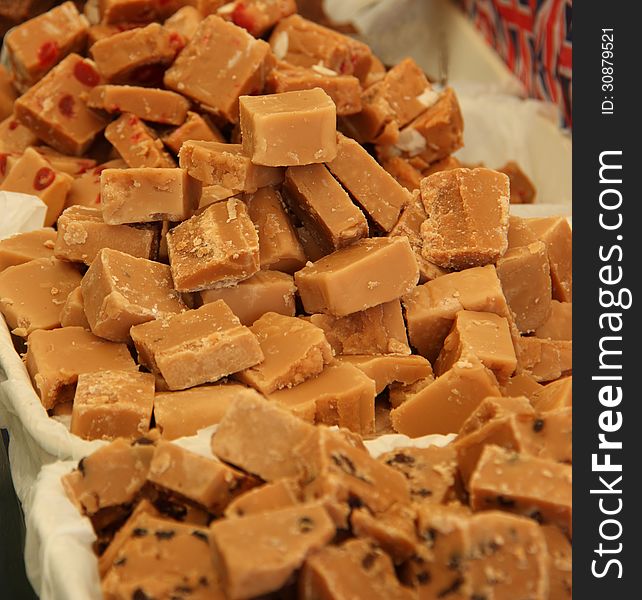 A Display of Freshly Made Fudge Sweet Candy.