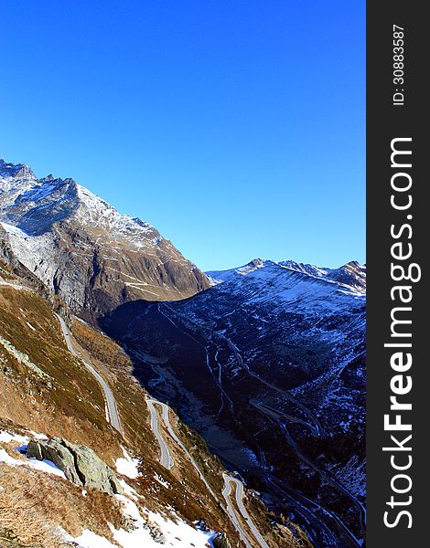 Bendy roads in the Alps