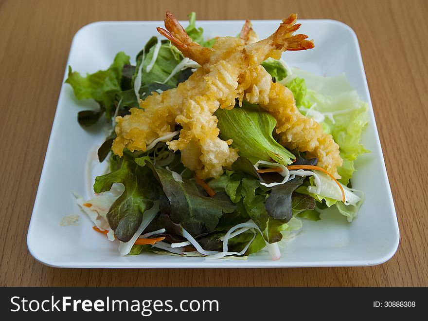 Tempura salad sauce japaness foods