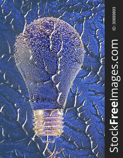 Electric Light Bulb on Blue Pattern