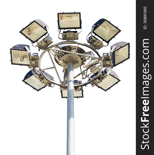 Stadium spot light pole isolated