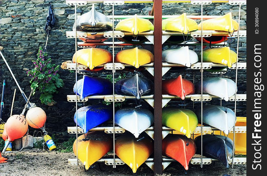 Colourful Canoes in a row