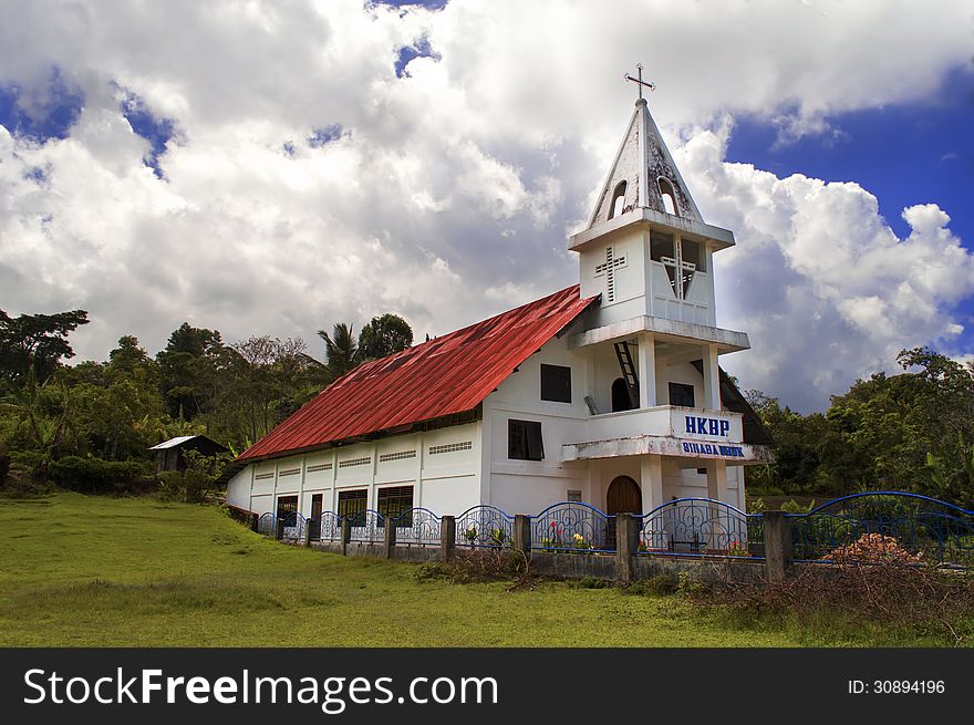 Catholic Church In Samosir Island. HKPB Sinaga Uruk.