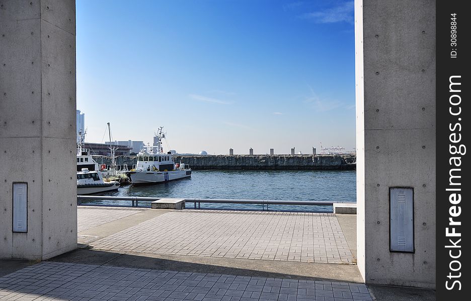 Tempozan harborland port area during the day time, osaka, japan. Tempozan harborland port area during the day time, osaka, japan