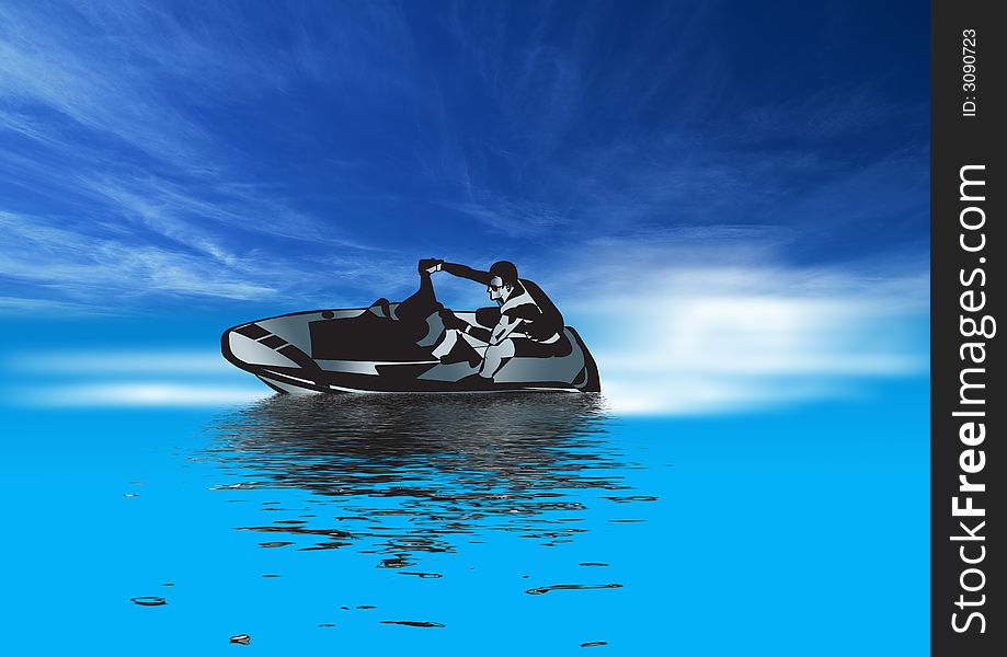 Jet Skiing in blue