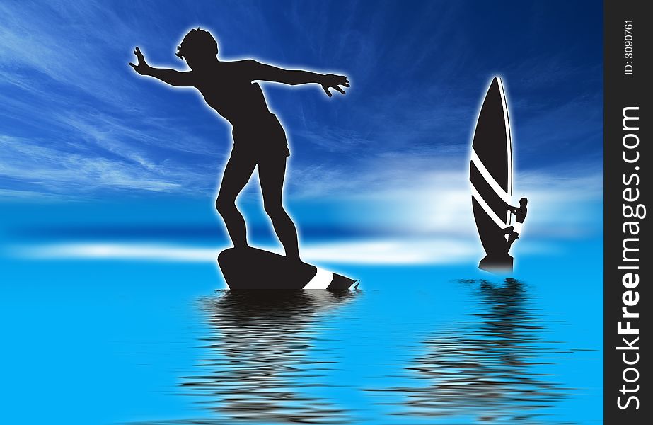 man Windsurfing
