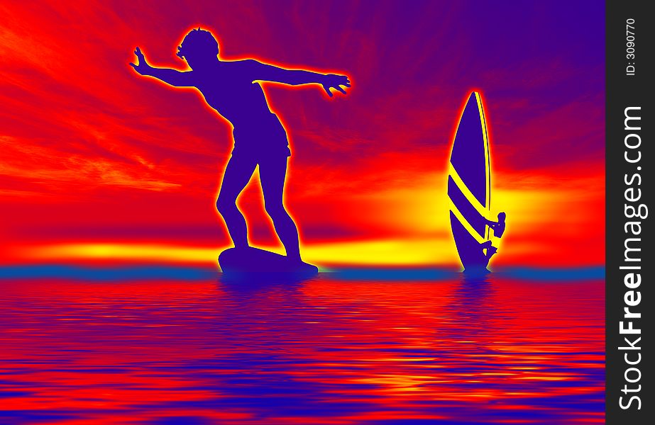 Windsurfing in red