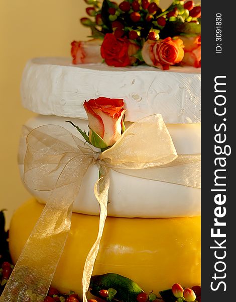A three layer wedding cheesecake
