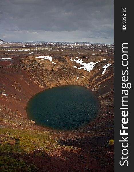 Kerith volcano with lake Iceland