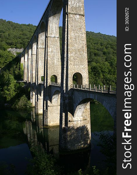 French ancient bridge for cars and trains
