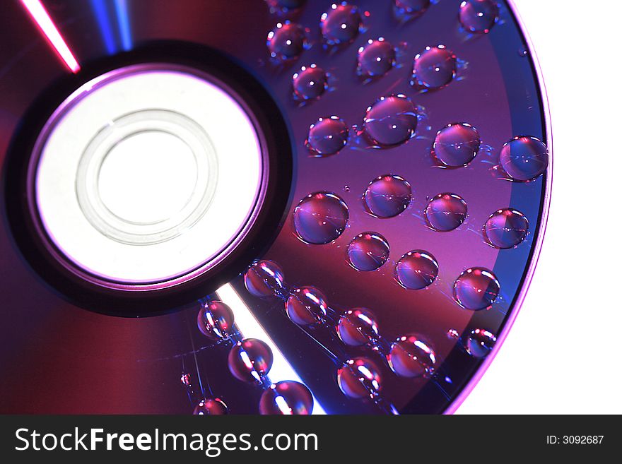 Violet water drop on disk for background