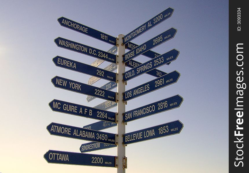 Direction sign post found in cold greenland with city name and distance. Direction sign post found in cold greenland with city name and distance.