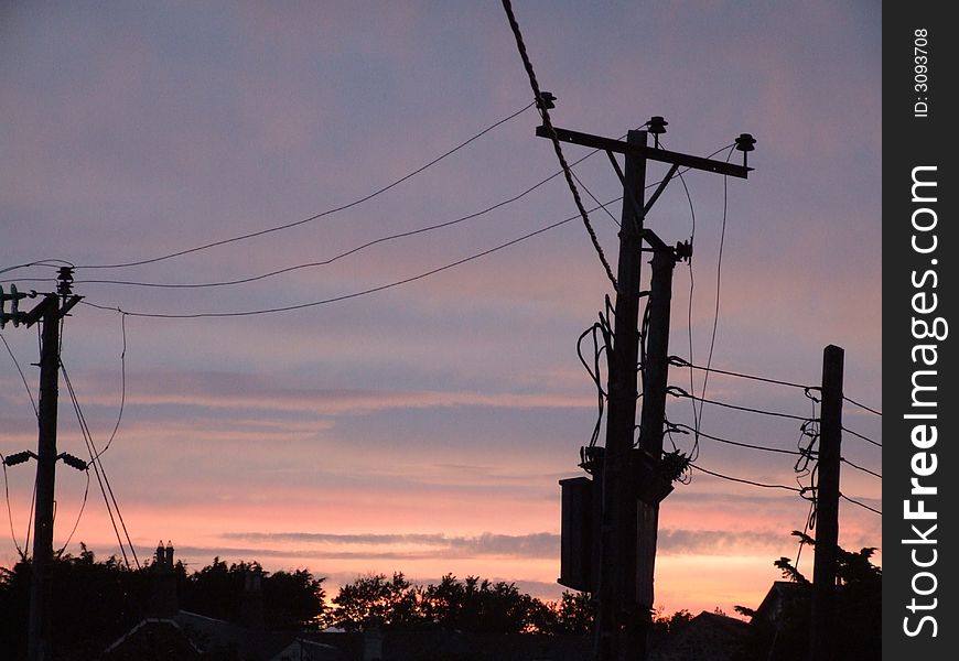 Night sky image from Cornwall with telegraph poles. Night sky image from Cornwall with telegraph poles