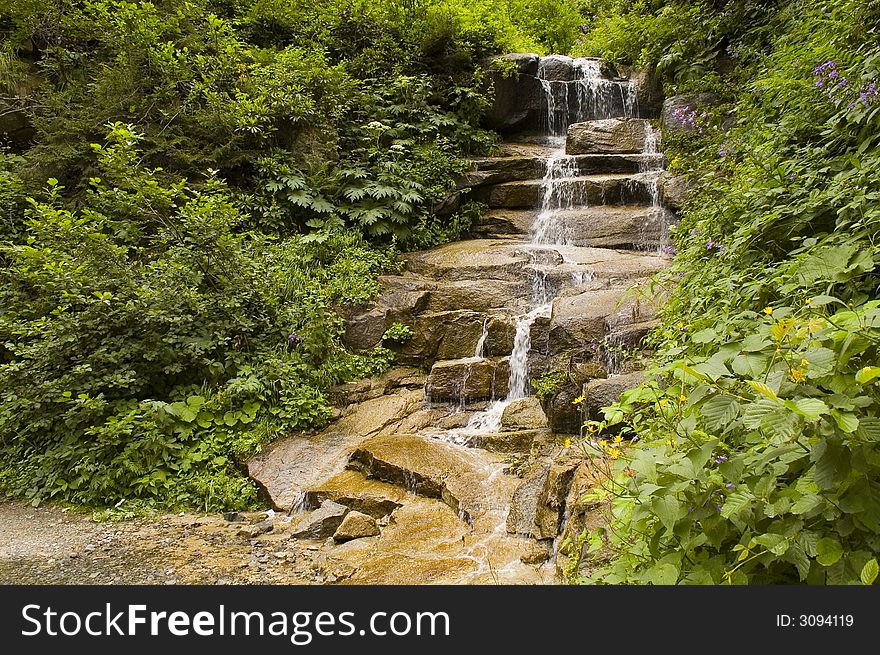 Waterfall in the Kachkar park in east Turkey