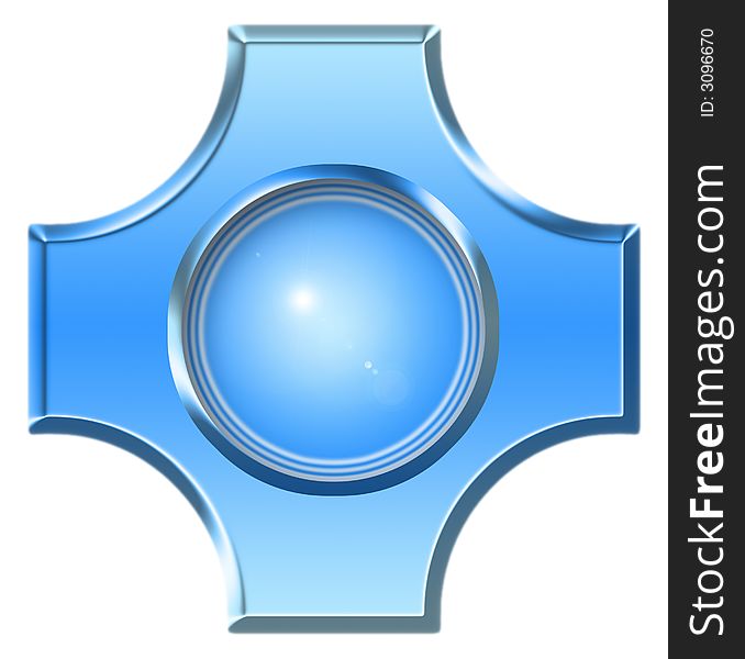 Design element - blue button with flash