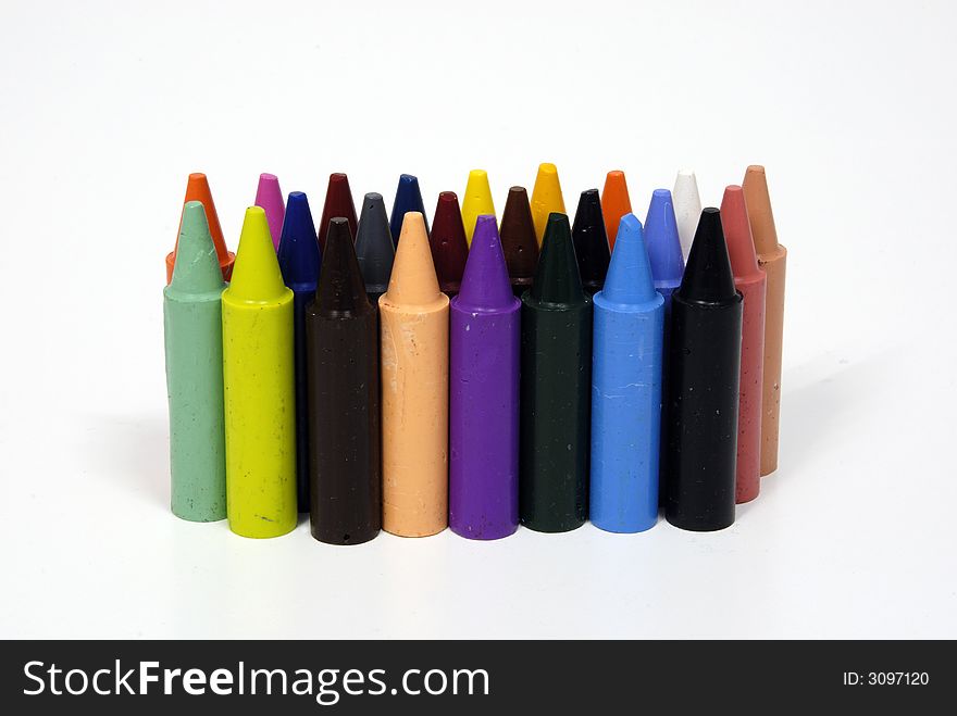 A wide selection of colourful childrens wax crayons