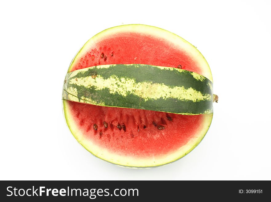 On a photo a water-melon. A photo on a white background