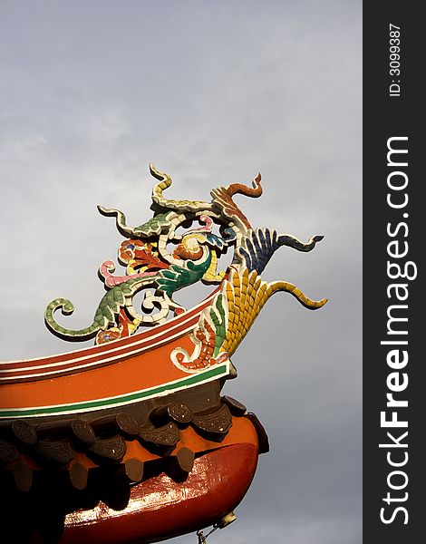 One corner of Rooftop in a Chinese temple in Singapore. One corner of Rooftop in a Chinese temple in Singapore.