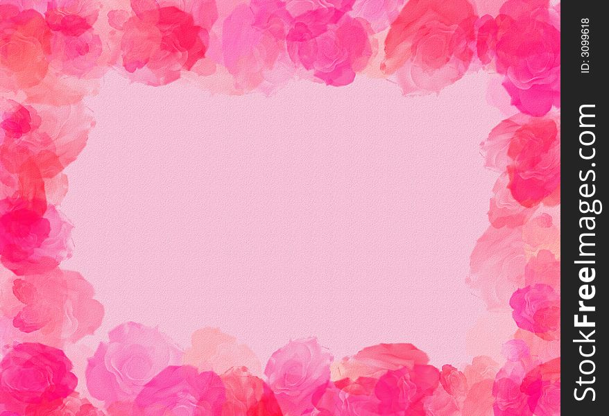 A pastel background with colorful roses as frame. A pastel background with colorful roses as frame