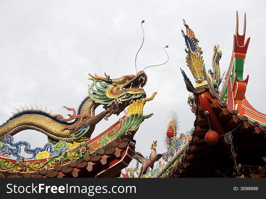 One corner of Rooftop in a Chinese temple in Singapore. One corner of Rooftop in a Chinese temple in Singapore.