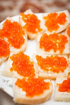 Sandwiches With Red Caviar Stock Photography Sandwiches With Red Caviar Stock Photography