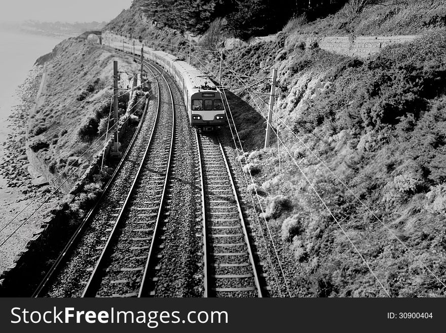 Railway in mountains in Ireland. Railway in mountains in Ireland