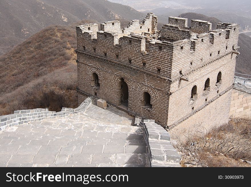 The great wall of China which looks old and ruined