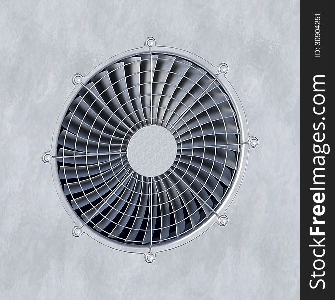 The image shows a large circulating fan. The image shows a large circulating fan.
