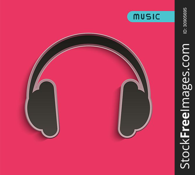 Vector illustration (headphones on pink background)