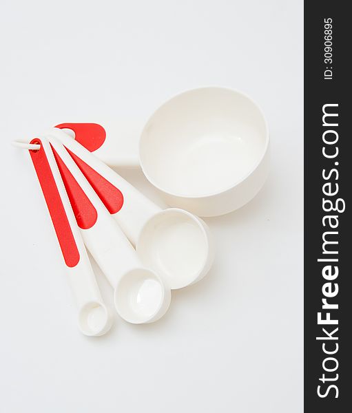 Measuring spoons on a white background
