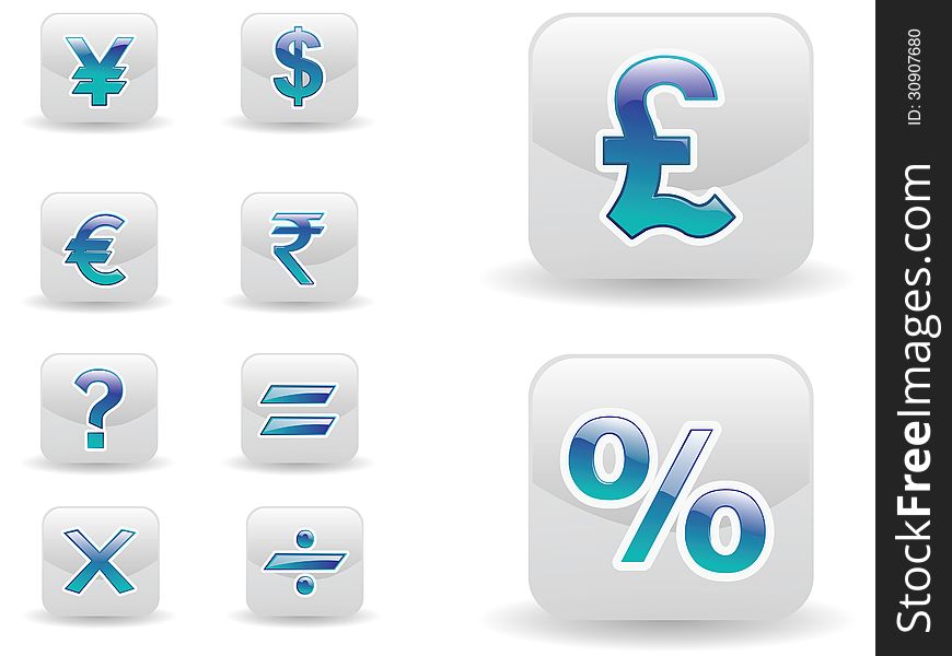 Currency and calculation icon set