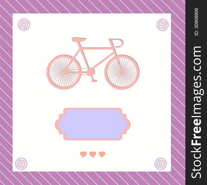 Greeting card with bike. illustration