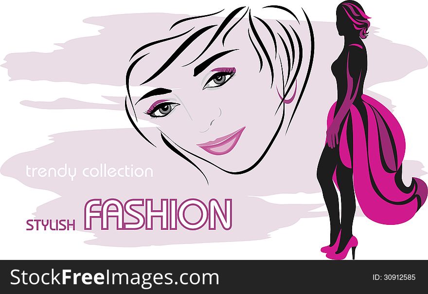 Stylish female fashion. Trendy collection. Illustration