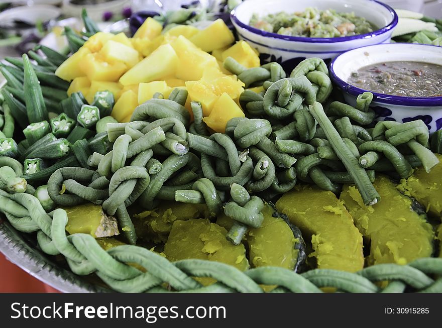 Boiled vegetables in the dish