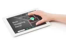 Womans Hand Over A Tablet Computer. Stock Photography Womans Hand Over A Tablet Computer. Stock Photography