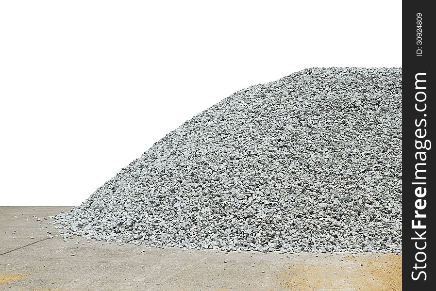 Pile of construction stone isolated on white background