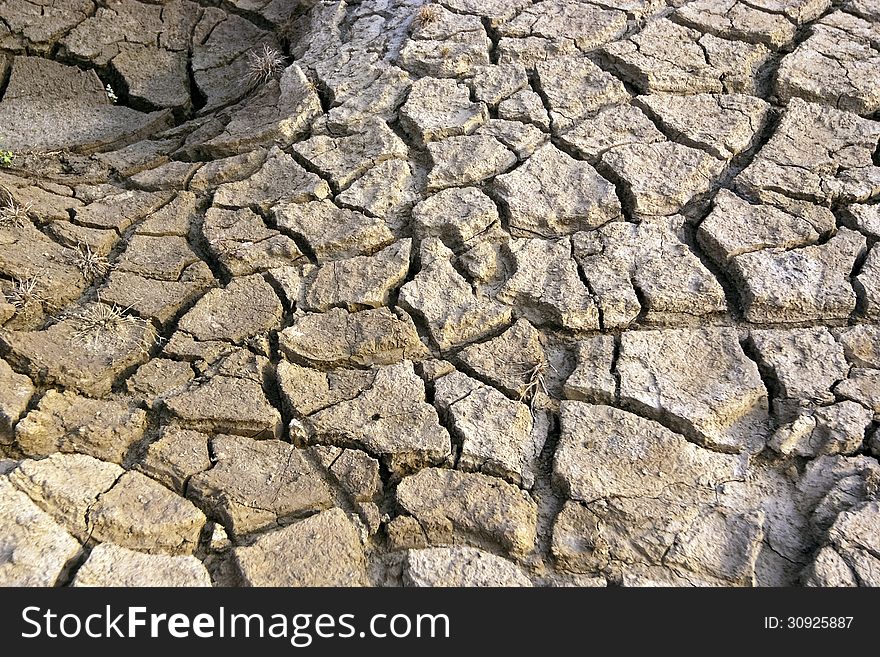 Cracked and dry land due to drought. Cracked and dry land due to drought