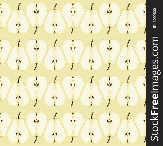 Fruity seamless pattern with pear slices. Vector illustration. Fruity seamless pattern with pear slices. Vector illustration.