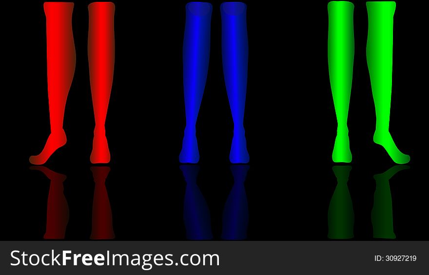 Female legs in colorful tights