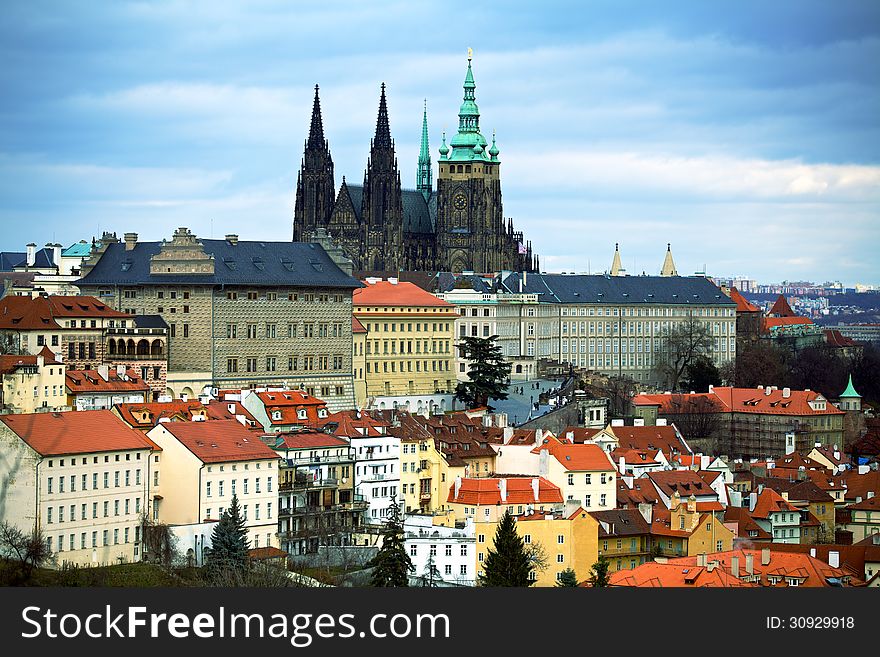 Prag castle in cloudy day. Prag castle in cloudy day