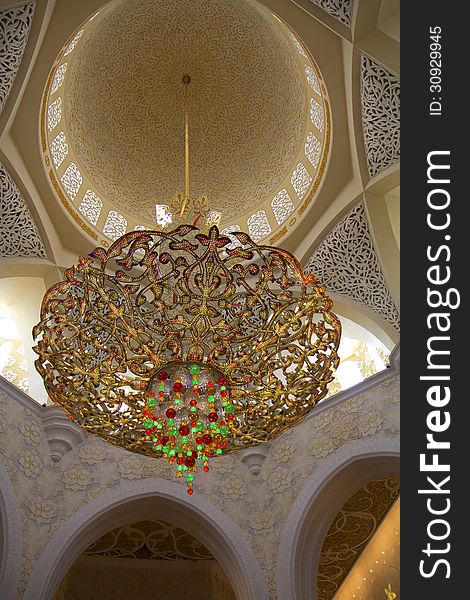 UAE, Abu-Dhabi, The White Mosque, The Interior Of The Mosque.