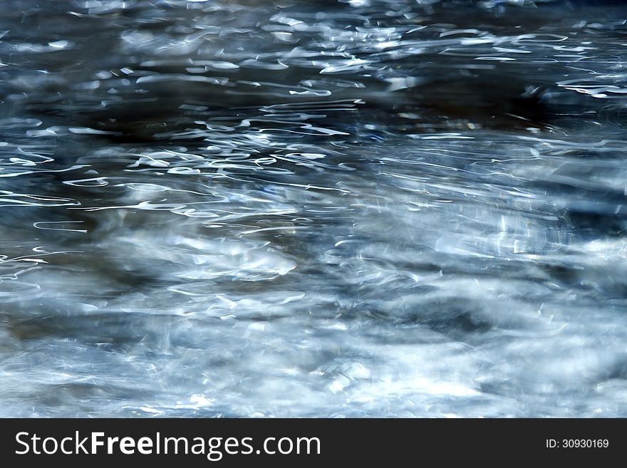 Blue water in motion texture background