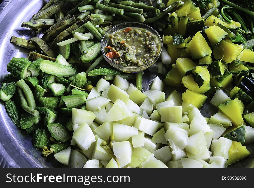 Boiled vegetables in the dish