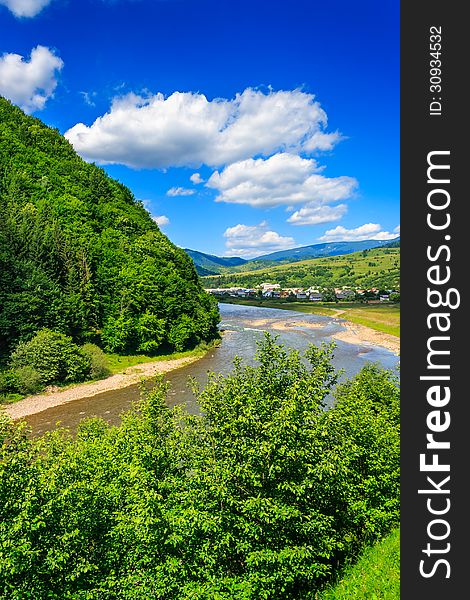 Village in a mountainous area near the river