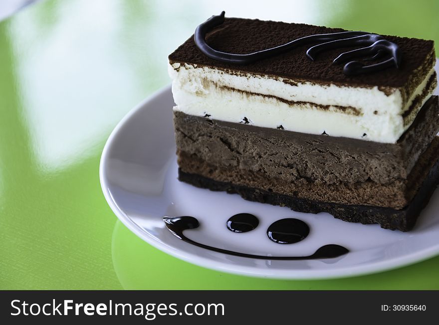 Bread topped with chocolate in dish