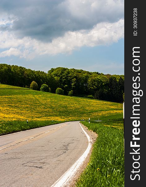 Country Road in colorful landscape.