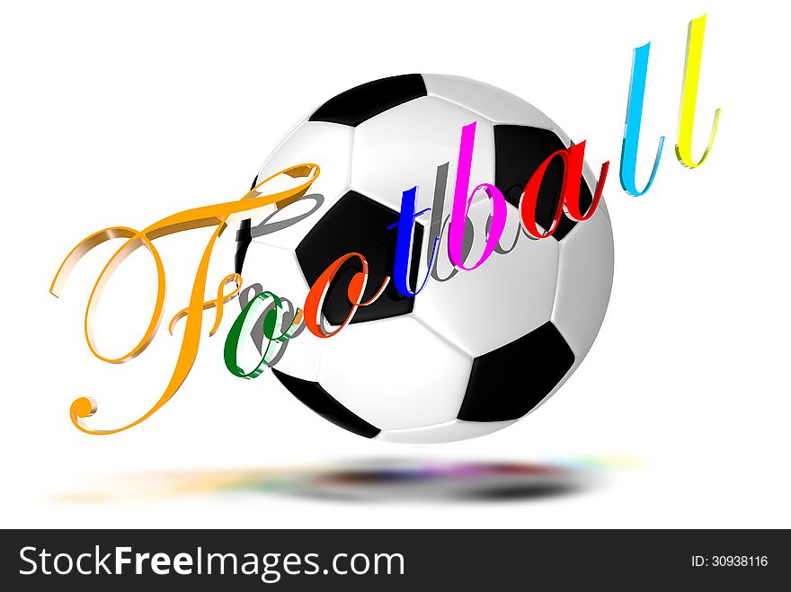 Football three dimensions colorful letters. Football three dimensions colorful letters.