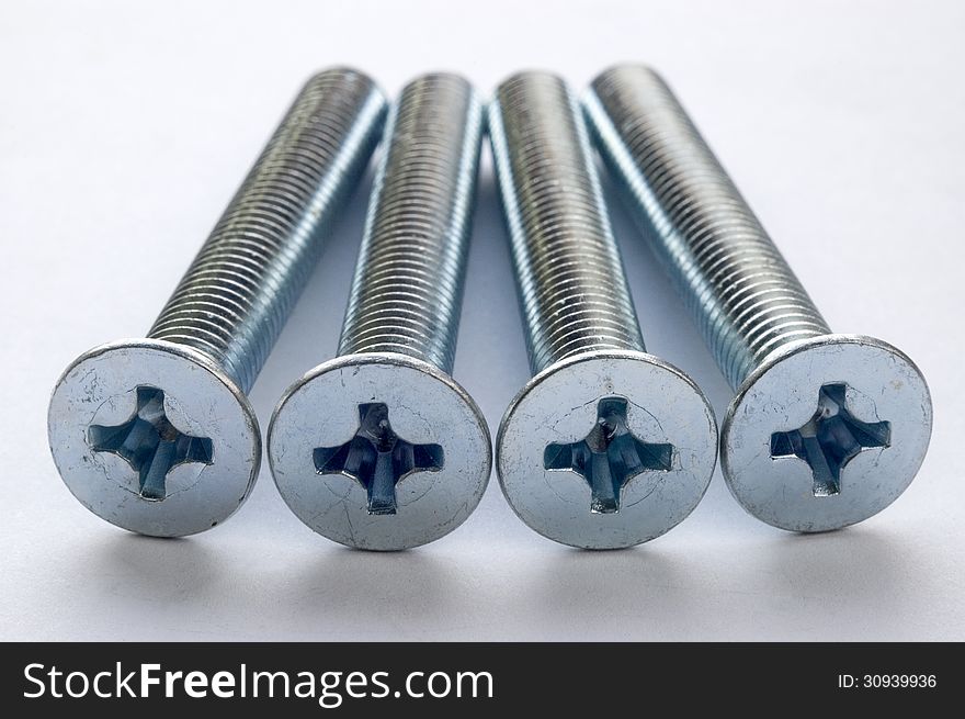 The large bolts on a white background. The large bolts on a white background.