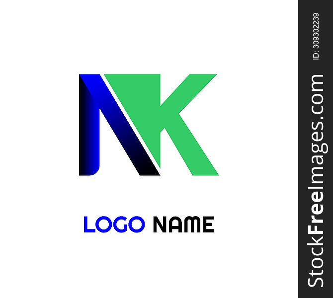 Simple Logo letter NK with gradient