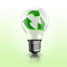 A Light Bulb With Recyclable Logo Inside Stock Image A Light Bulb With Recyclable Logo Inside Stock Image